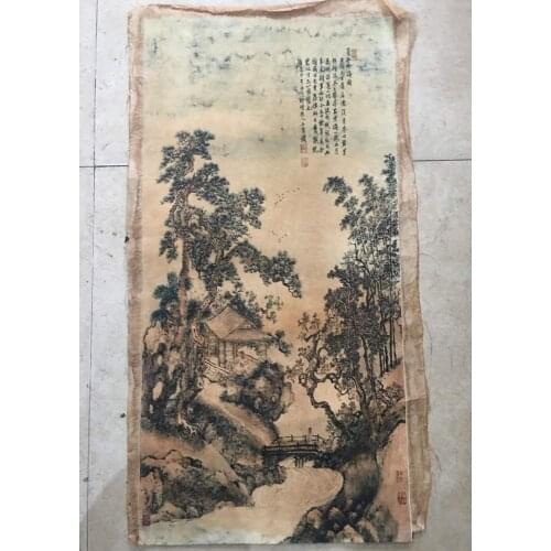 Rare TangDynasty Hand-painted Chinese calligraphy painting--Landscape painting, handmade painting on rice paper, by Tang Yin