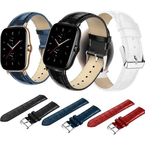 20MM Leather Strap For Xiaomi Huami Amazfit GTS 2E/GTS 2 Mini Smart Watch Band PU Replace Wristband For Amazfit Bip S/Bip U Pro