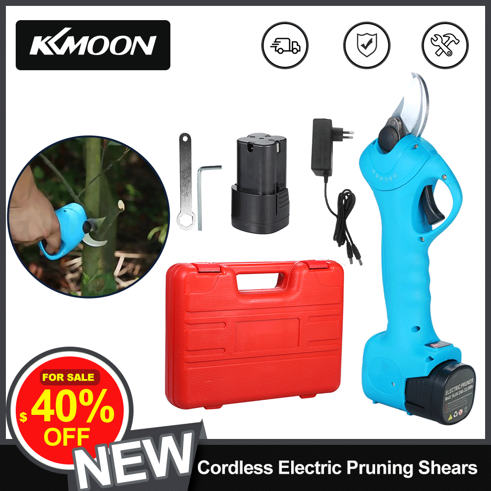 Professional Cordless Electric Pruning Shears with 2 Pack Backup Rechargeable 2Ah Lithium Battery Powered Tree Branch Pruner