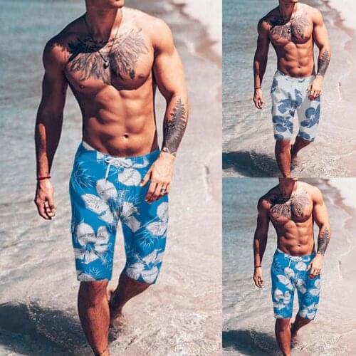 Mens Beach Quick-drying Drawstring Printed Casual Shorts Basketball Running Sport Fitness Males Clothing Bermuda Masculina