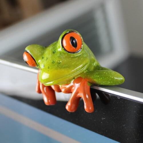 Resin Frog Figurines 3D Frog Statues Craft Decoration Miniatures Desk Ornament Home Office Computer Tabletop Gift