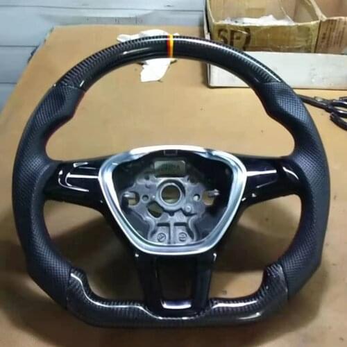 Cuatomized Real Carbon Fiber Sports Steering Wheel Alcantara Leather compatible for Volkswagen Lamando 2015-2021
