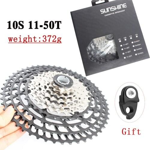 SUNSHINE-SZ10Speed SLR 2 Cassette 11-50T Wide Ratio Ultralight 372g CNC Freewheel MTB Mountain Bike Bicycle Parts for m6000 7000