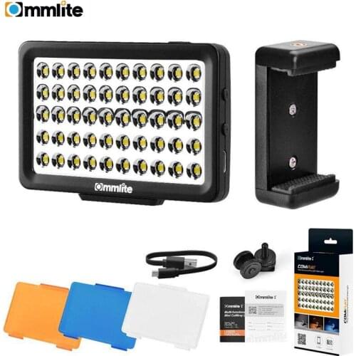 Commlite CM-L50 II LED Camera Video Light, 50 LED 5700-6000K Dimmable Mini Panel Light for Canon Nikon Cameras Smartphone GoPro