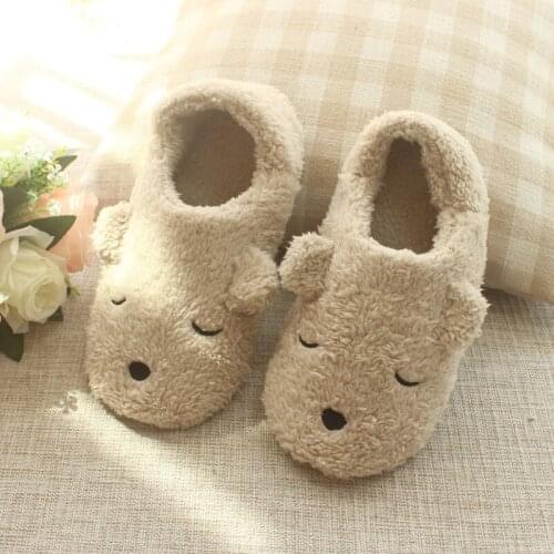 Warm Home Slippers Cartoon Bear Bag With Women Slippers Indoor Soft-Soled Women Shoes Cotton Slippers