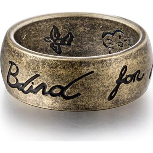 Vintage Blind for Love Ring for Men Woman Fearless Love Eye Heart Flowers Birds Letter Retro Rings Stainless Steel Jewelry