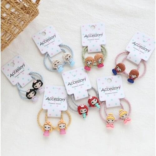 2 PCS European American Princesses BB Hairpins Kids Elastic Hair Bands Baby Headdress Children Hair Ropes Girls Hair Accessories