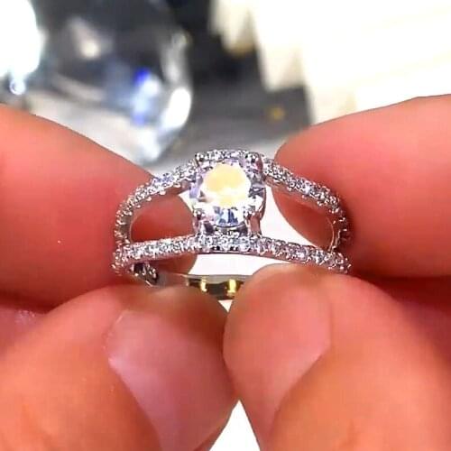 Vintage Female Crystal Oval Thin Ring Charm Silver Color Engagement Ring Luxury White Zircon Stone Wedding Rings For Women