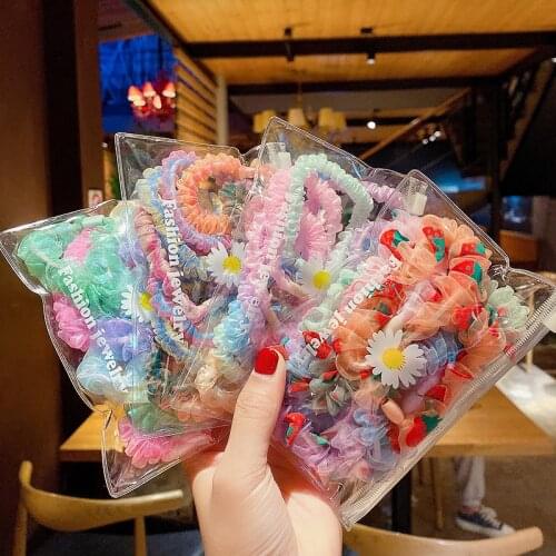 3/5/10Pcs Sweet Chiffon Flower Cloud Scrunchies Pack Women Headband Ponytail Holder Giant Hair Bands Rope Hair Accessories