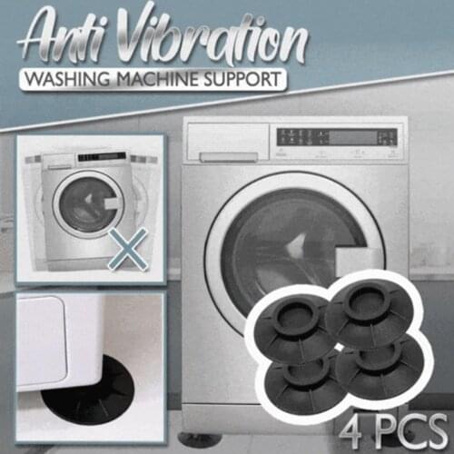 4Pcs Floor Mat Washing Machine Feet Pads Non Slip Shock Proof Furniture Elasticity Black Rubber Protectors
