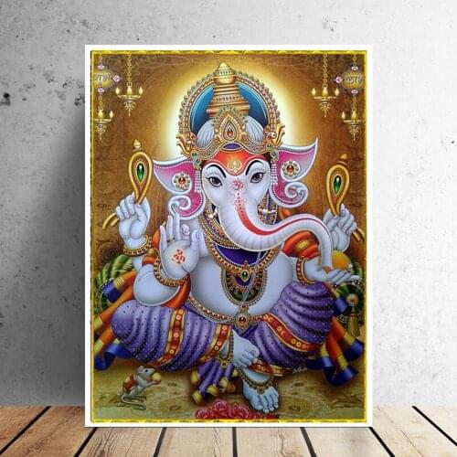 5D Diy Diamond Painting Ganesha Art Full Square Round Drill Embroidery Wedding Decoration Mosaic Wall StickersZP-4084