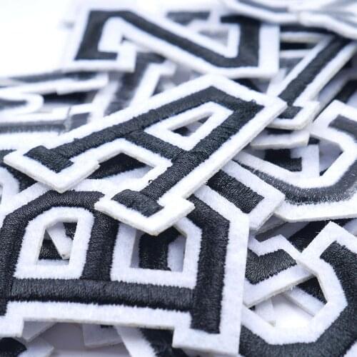 A-Z 1PC pure white English Alphabet Letter Mixed Embroidered Iron On Patch For Clothing Badge Paste For Clothes Bag Pant Sewing