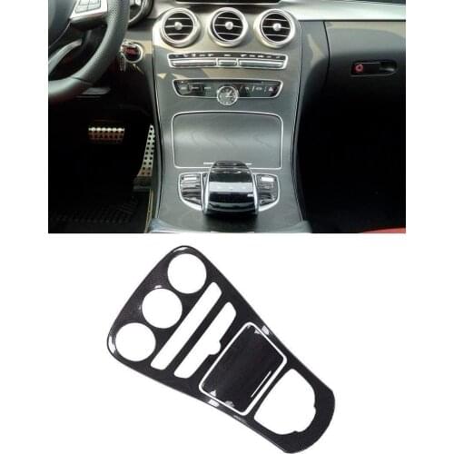 ABS Center Console Gear Panel Frame Trim for Mercedes Benz C Class W205 Long Wheelbase 2015-2017 Carbon Fiber no clock