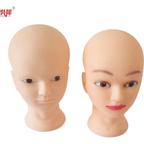 Wig Accessories Bald Dolls Head With Holder 52CM Training Head For Wig Making Hat Display Women Manikin Head nice tete Mannequin