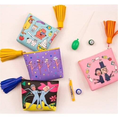 Bentoy Cute Cartoon Print Coin Purse Casual Bag Harajuku Large Capacity Tassel Mini Wallet Milkjoy Fashion Kids ToddlerMoney Bag