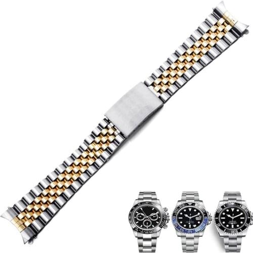 Bracelet Stainless Steel Strap Accessories Male for Rolex Log Series 20mm Bracelet Wrist Watchband Insurance Folding Buckle