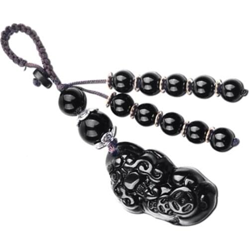 Classic Natural Stone Chalcedony Pixiu Pendants Charms Car Keychain Brave Troops Chinese Fengshui Beast Bring Lucky And Wealth