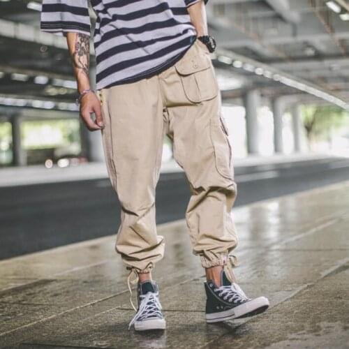 Loose personality Multi-pocket trousers mens pants harem pant mens feet trousers fashion pantalon homme street novelty khaki
