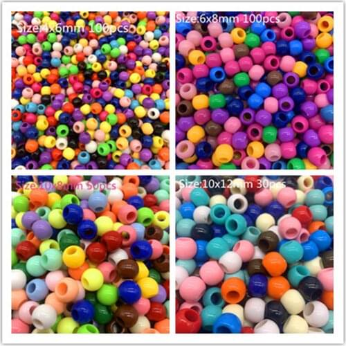 6-8-10-12mm Acrylic Spacer Beads Big Large Hole Beads For DIY Jewelry Making