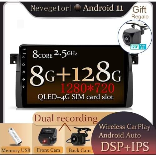 CARPLAY Android 11 Auto Car Stereo for BMW E46 M3 318/320/325/330/335 Car GPS Navigation Radio Multimedia NO DIN BT WIFI