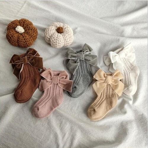 Baby Socks Bow winter autumn Bowknot for Newborn Baby Girls Kids for Winter Terry Cotton Sokken Princess socks