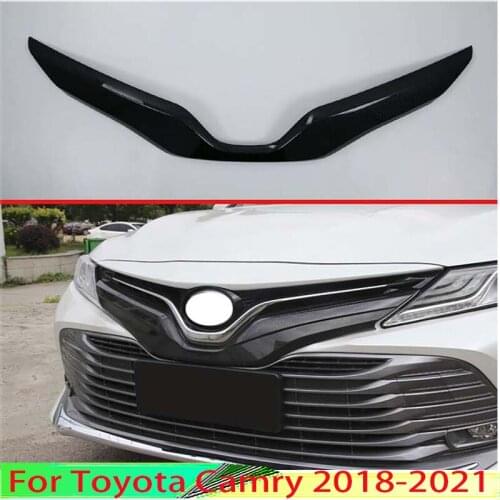 For Toyota Camry 2018 2019 Car Decoration Carbon Fiber Style Front Grille Cover Center Mesh Trim