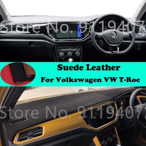 For Volkswagen VW T-Roc 2017-2020 TRoc T Roc Suede Leather Dashmat Dashboard Cover Pad Dash Mat Carpet Car-Styling Accessories