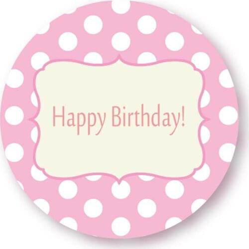 DouxArt 100pcs Happy Birthday Stickers, 40MM Birthday Party Decoration Communion Gift Package Label Seals Q034