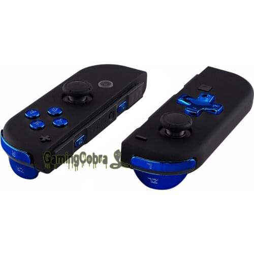 EXtremeRate Chrome Blue D-pad ABXY Keys SR SL L R ZR ZL Trigger Buttons Springs Full Set Buttons Fix Kits for Nintendo Switch
