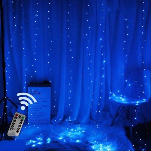 Fairy Curtain light Garland Bedroom Christma Light Outdoor LED Curtain Lamp Garland White Copper String Light Remote Control USB