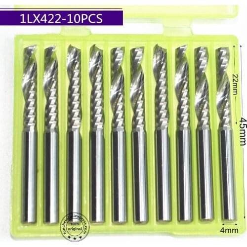 4mm*22mm,10pcs,Free shipping 1 Flute End Mill,CNC machine milling Cutter,Solid carbide woodworking tool,PVC,MDF,Acrylic,wood