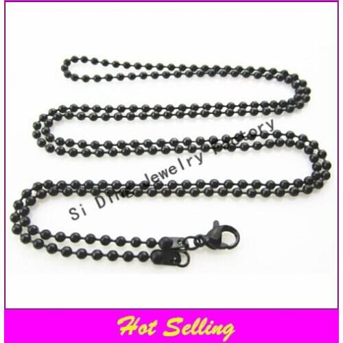 Hot selling 30 inches stainless steel ball floating locket chains necklace chain black living glass memory lockets chains