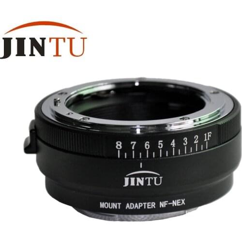 JINTU Metal 8-Stop Lens Adapter aperture Control NF-NEX for Nikon G/DX/F/AI/S/D Lens to Sony NEX5 NEX7 A7 A7R A7S A7M A7RII A9