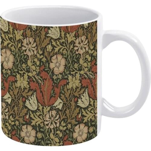 WILLIAM MORRIS COLLECTION DETAIL II 1032 White Mug Coffee Mugs Girl Gift Tea Milk Cup Mugs William Morris Wallpaper Pattern 19 T