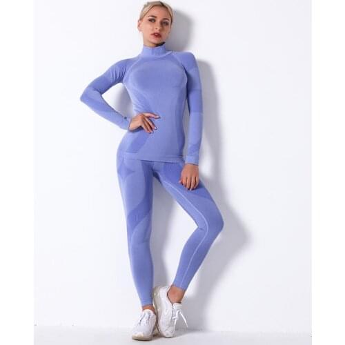 Women Thermal Underwear Suit Spring Autumn Winter Quick Dry Thermo Turtleneck Underwear Sets Female Fitness Knitted Long Johns