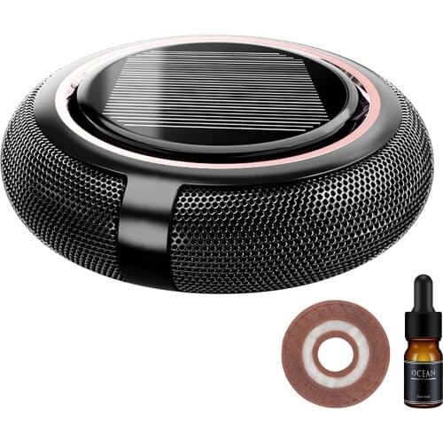 Zinc Alloy Solar Powered 2 Modes High Temperature Resistance Round Car Air Freshener Frosted Essential Oil Diffuser Auto On Off