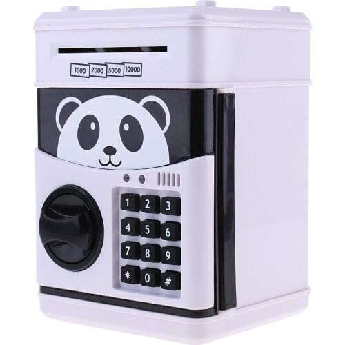 Mini Cartoon Panda Cash Coin Can Box Music Deposit Machine Electronic Piggy Bank