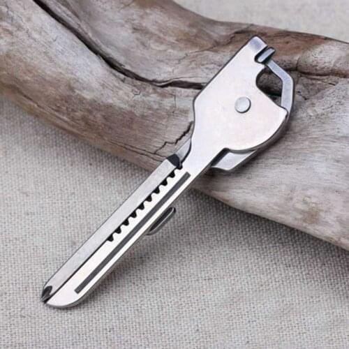 6 in1 Stainless Steel Multi tool Keychain Utiliity EDC Camping Swiss Pocket Survival Knife Utili-Key Multi Function Keys Knife