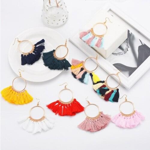 Fashion Bohemian Tassel Dangle Drop Earrings For Women Statement Wedding Red Pink Fringe Female Earrings Vintage Jewelry