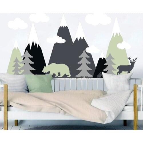 Mountain Adventure Nursery Wall Decor Forest Animal Bear Woodland Baby Kids Nursery Room Decor BA494