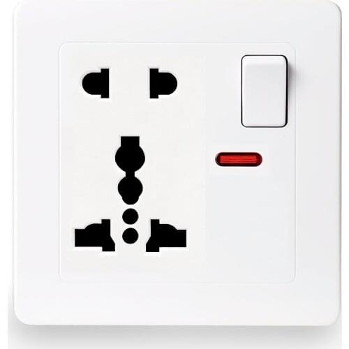 Wall Power Socket Universal 5 or 3 Hole Switched Outlet 110V~250V 13A LED Indicator Wall Electrical Plug Power Socket 86mm*86mm