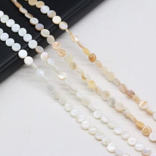 Natural Round Piece Shape Shell Beads for Necklace Bracelet Accessories Jewelry Making Women Gifts Size 6 8 9 10 11-12 14-15mm