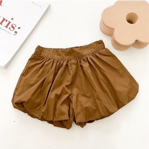 New 2021 Summer Korean Style Baby Girls Puff Bud Shorts Pure Color Kids Lantern Shorts