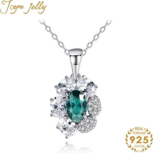JoyceJelly Classic 925 Sterling Silver Women Necklace With 10*16MM Emerald Ruby Gemstones Zircon Fine Jewelry Gift Wholesale