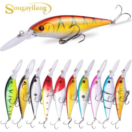 Sougayilang 1Pcs Minnow Fishing Lures Hard Crankbait with Treble Hook Life-like Swimbait Artificial Bait Fishing Bait Pesca