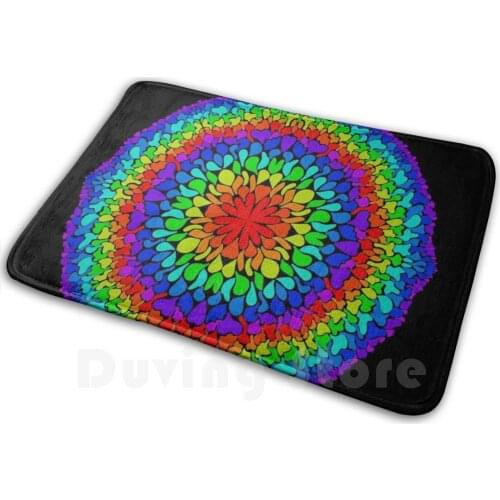 Rainbow Mandala Carpet 133 Carpet Rainbow Colourful Vivid Cool Bright Boho Heart Red Blue Orange