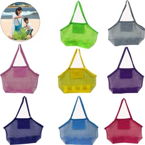Multicolor Mesh Beach Bag Kids Toys Storage Organizer Shopper Protable Long Handbags Packaging Home Swimming Travel Accessories