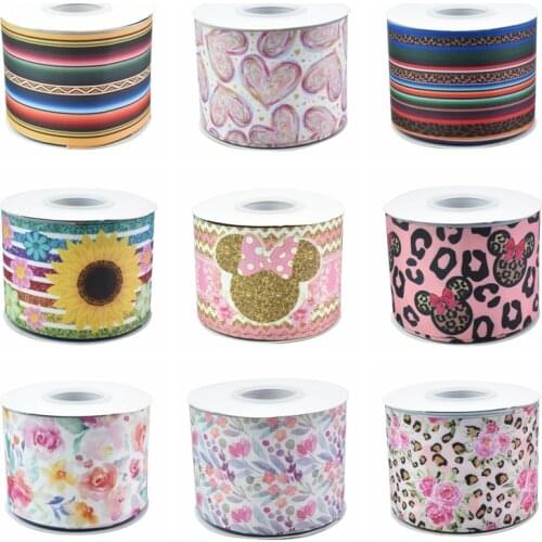 22MM 25MM 38MM 50MM 75mm Printed Pattern on Grosgrain Ribbon for diy ribbon