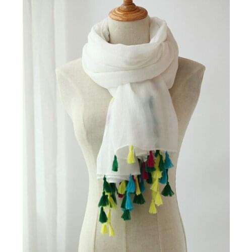 Genovega Luxury Brand Women Scarf Tassel Long Black White Schal Big Pashmina Winter Warm Scarves And Shawl Lady Solid Wrap