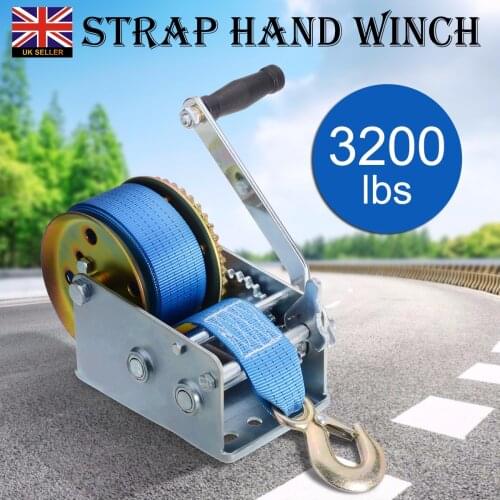 3200lbs 10m Polyester Strap Hand Winch Heavy Duty Safety Portable Hand Winch Auto Boat Truck Hand Manual Winch